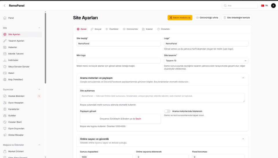Admin Panel önizleme